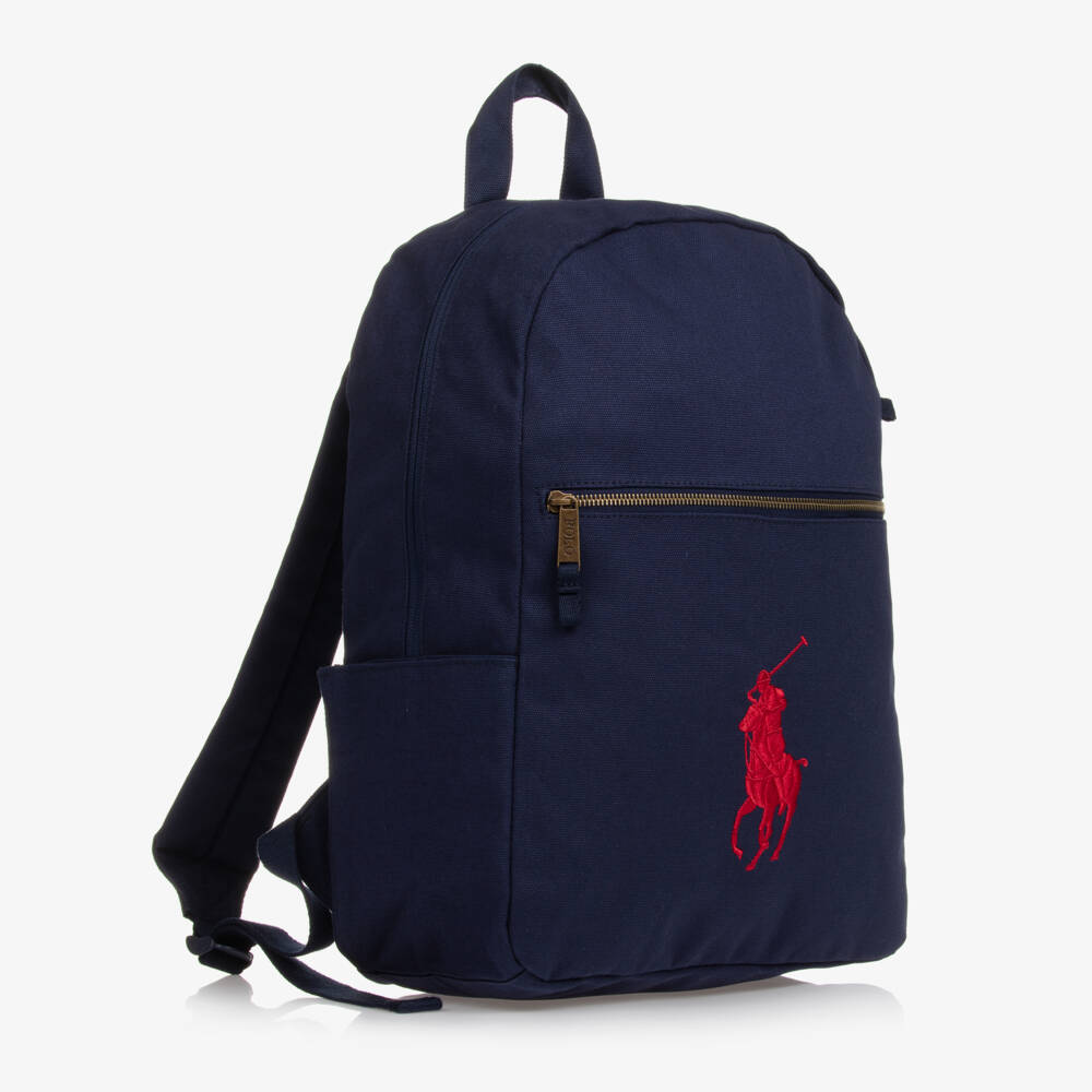 Ralph Lauren-Blue Canvas Big Pony Backpack (44cm) | Childrensalon