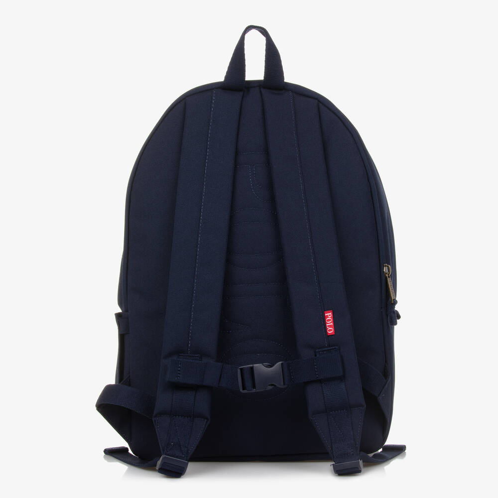 Ralph Lauren-حقيبة ظهر مطرزة كانفاس لون أزرق للأولاد (44 سم) | Childrensalon