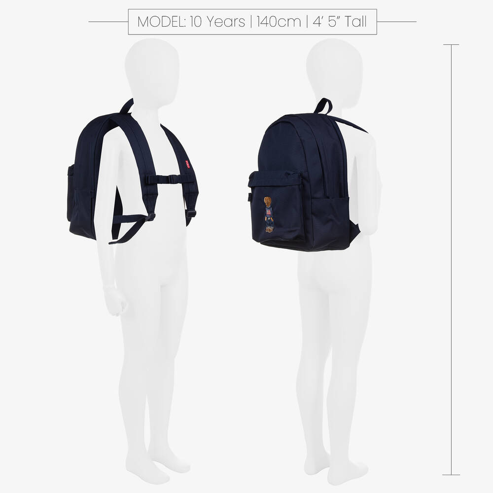 Ralph Lauren-حقيبة ظهر مطرزة كانفاس لون أزرق للأولاد (44 سم) | Childrensalon