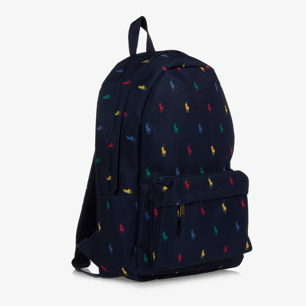 Ralph Lauren-Blue Canvas Pony Backpack (44cm) | Childrensalon