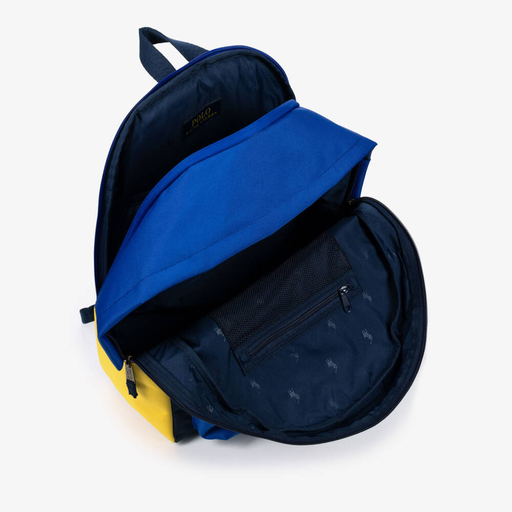 Ralph Lauren-Blue Colourblock Backpack with Pony Embroidery (45cm) | Childrensalon