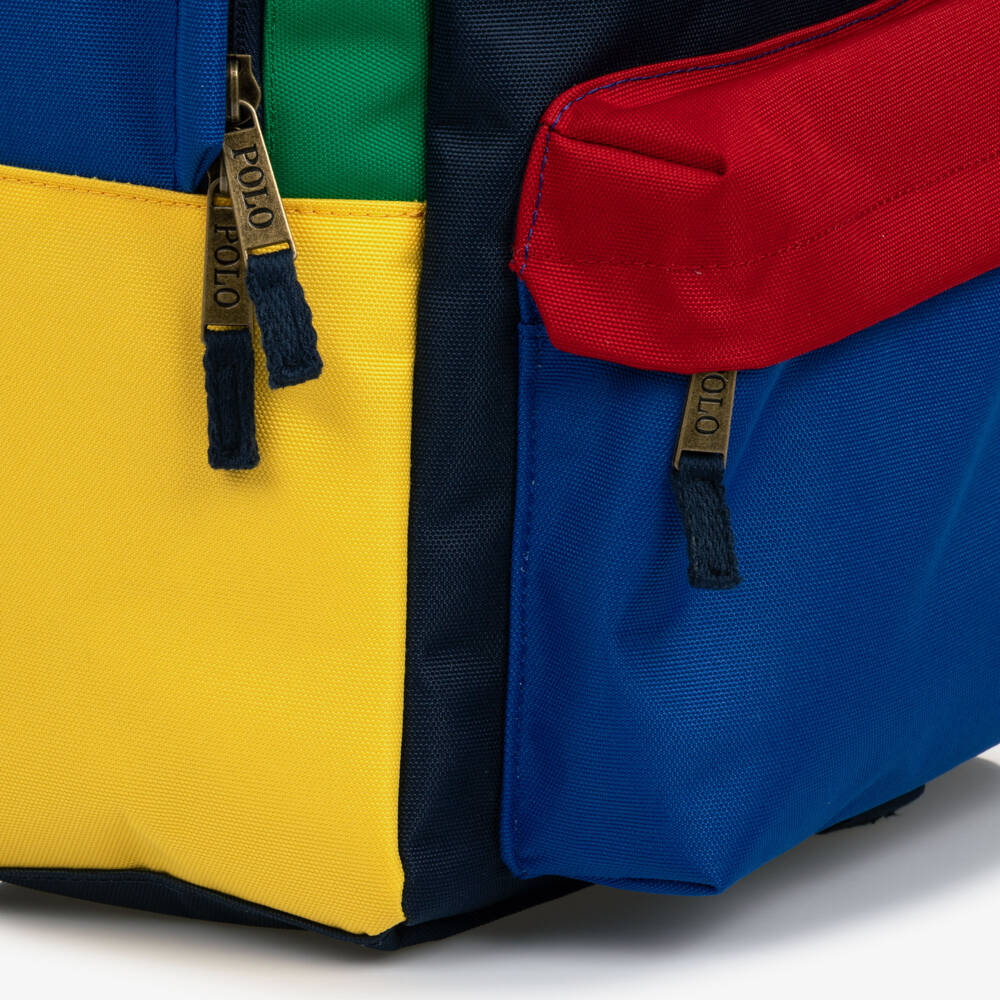 Ralph Lauren-Blue Colourblock Backpack with Pony Embroidery (45cm) | Childrensalon