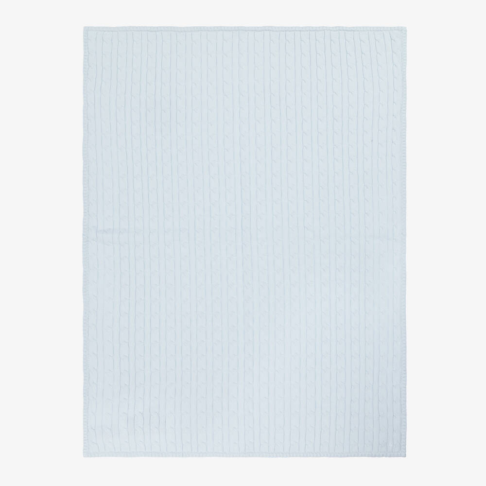 Ralph Lauren-بطانية مواليد رضع قطن محبوك لون أزرق (106 سم) | Childrensalon