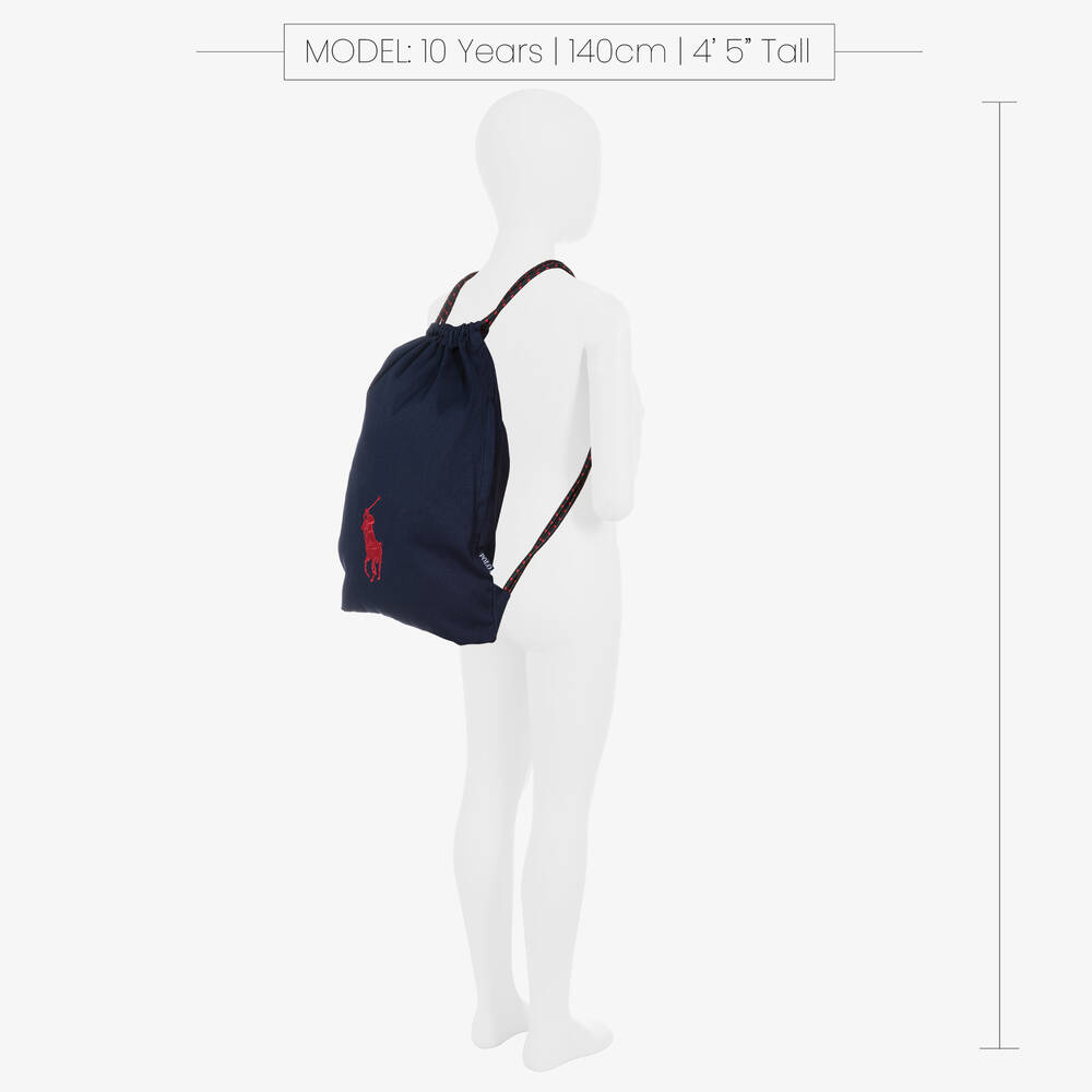 Ralph Lauren-Blue Drawstring Backpack (49cm) | Childrensalon