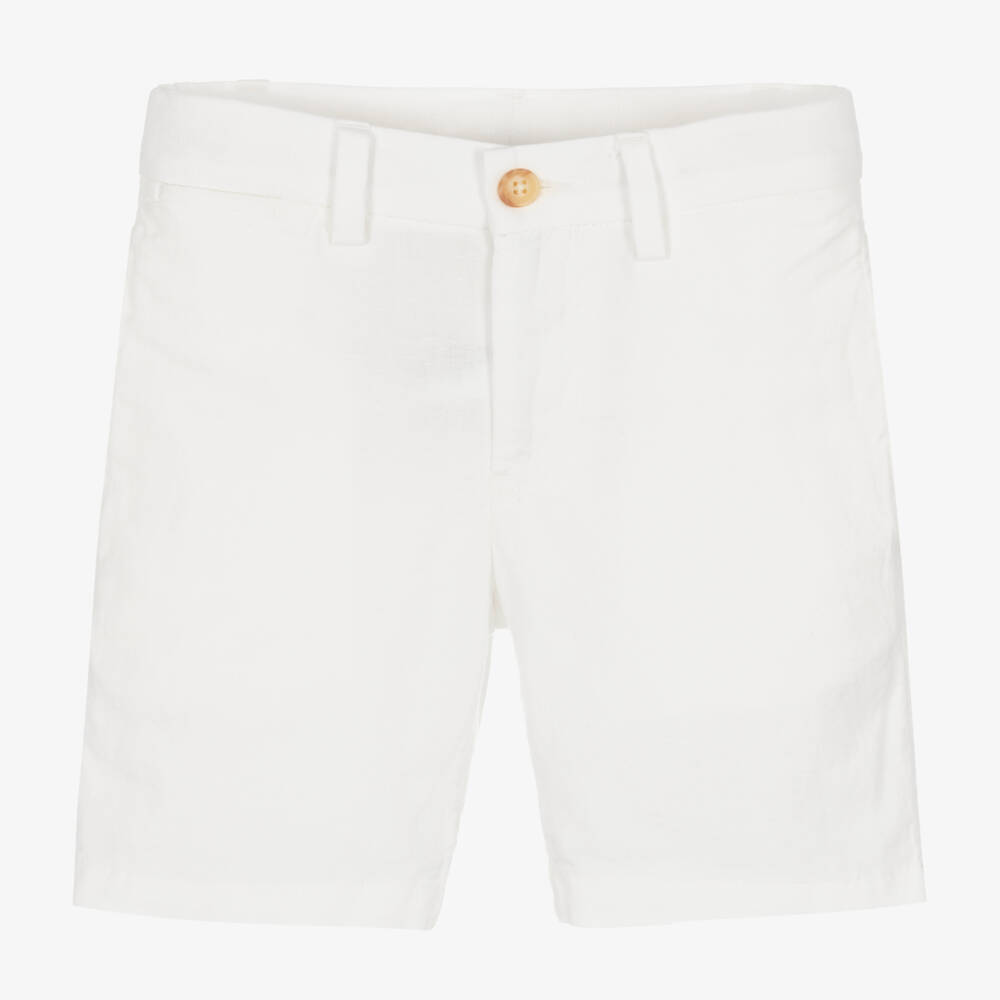 Ralph Lauren-Boy White Linen & Cotton Shorts | Childrensalon
