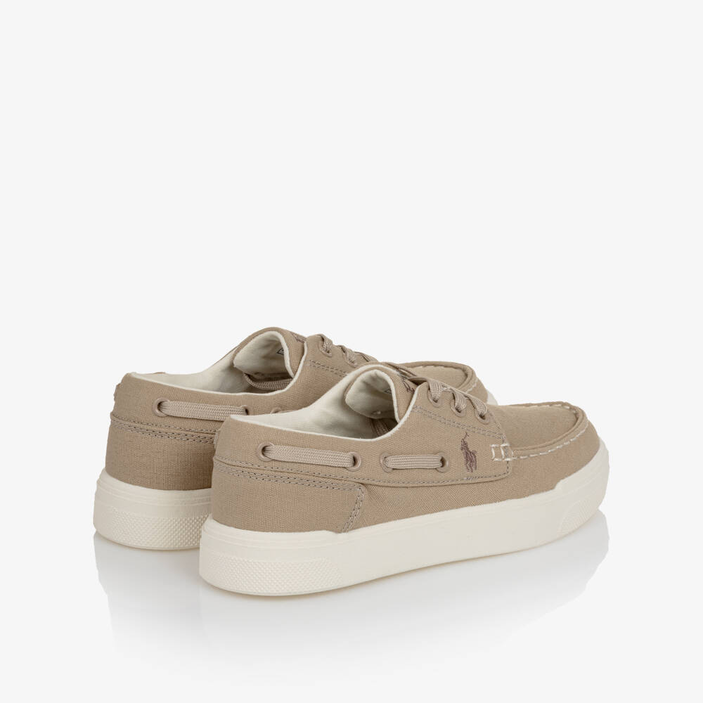 Ralph Lauren-Boys Beige Canvas Deck Shoes | Childrensalon