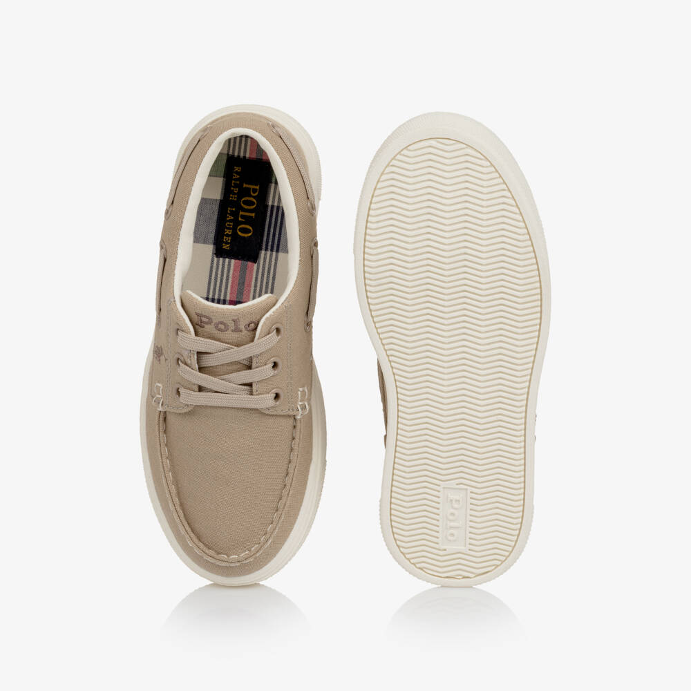 Ralph Lauren-Boys Beige Canvas Deck Shoes | Childrensalon