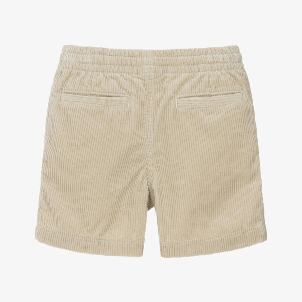Ralph Lauren-Boys Beige Corduroy Shorts with Pony Logo | Childrensalon
