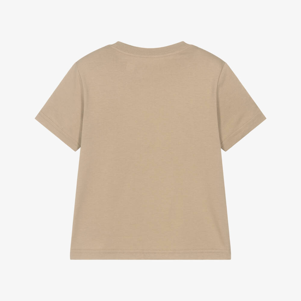 Ralph Lauren-Boys Beige Cotton Big Pony T-Shirt | Childrensalon