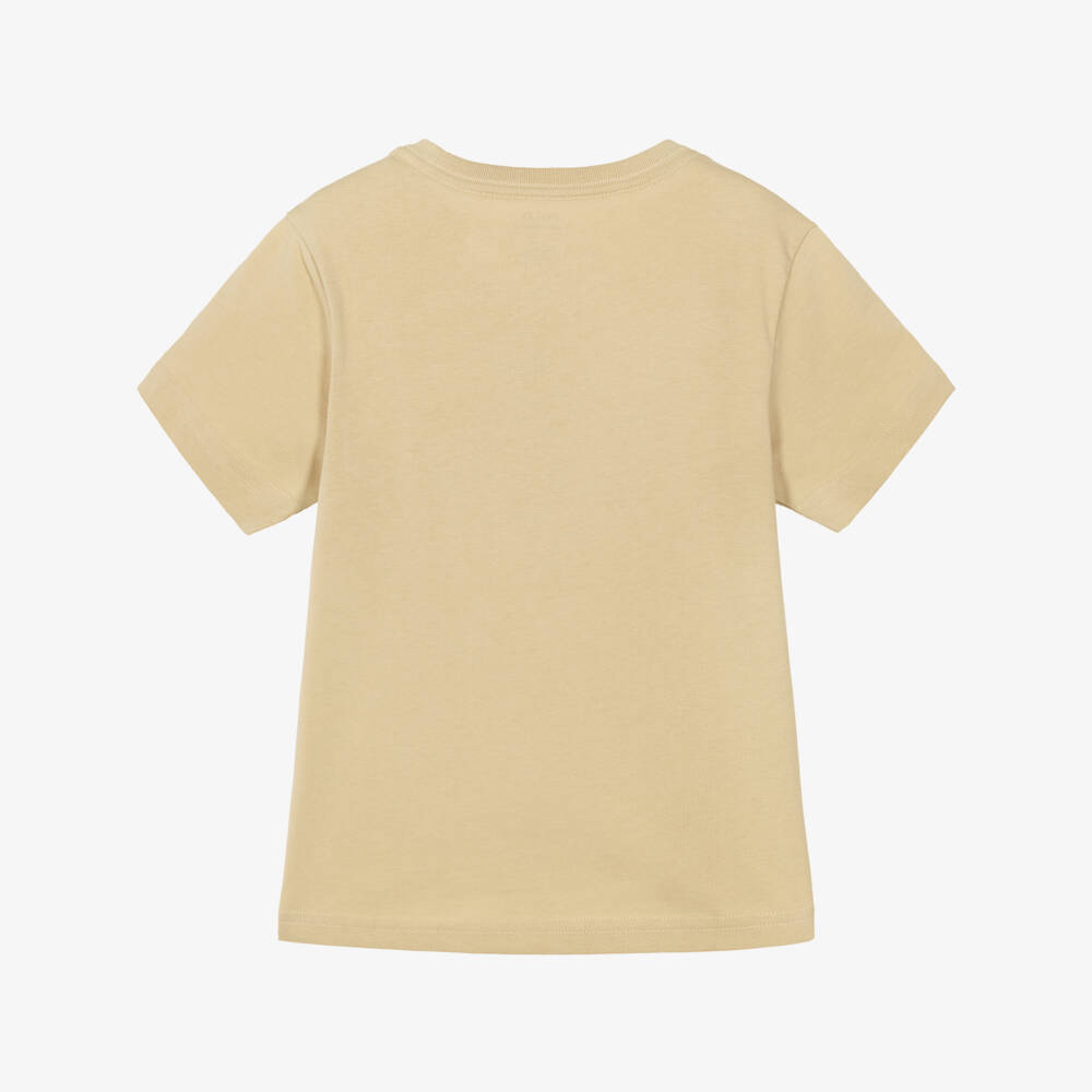 Ralph Lauren-Boys Beige Cotton Fishing Polo Bear T-Shirt | Childrensalon