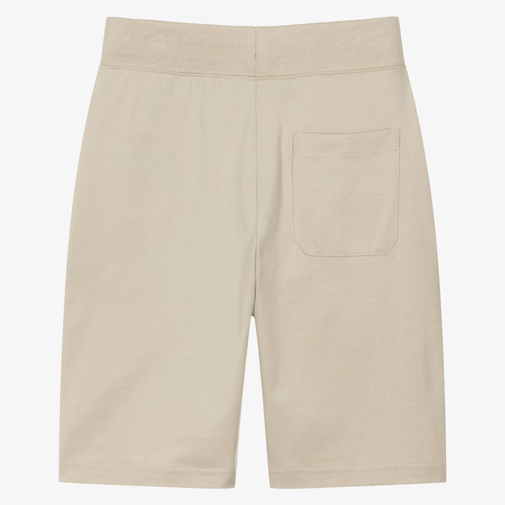 Ralph Lauren-Boys Beige Cotton Jersey Drawstring Shorts | Childrensalon