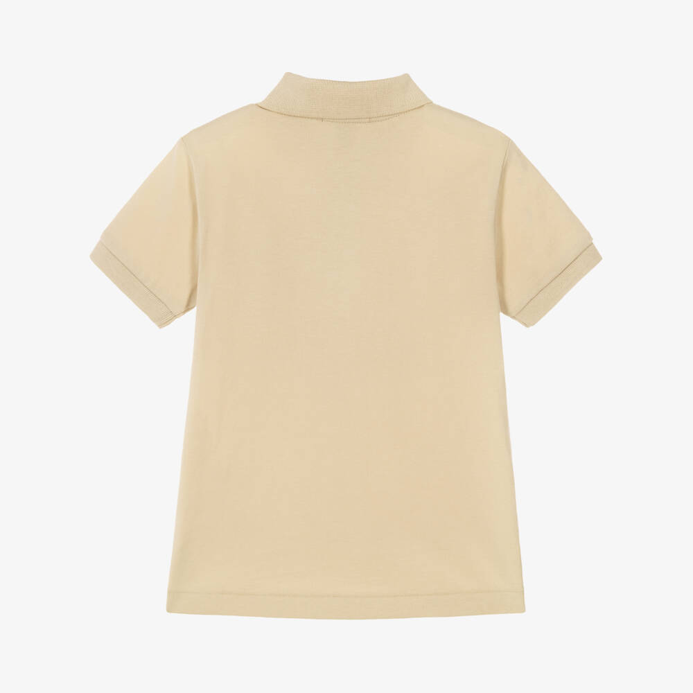 Ralph Lauren-Boys Beige Cotton Jersey Polo Shirt with Pony Logo | Childrensalon