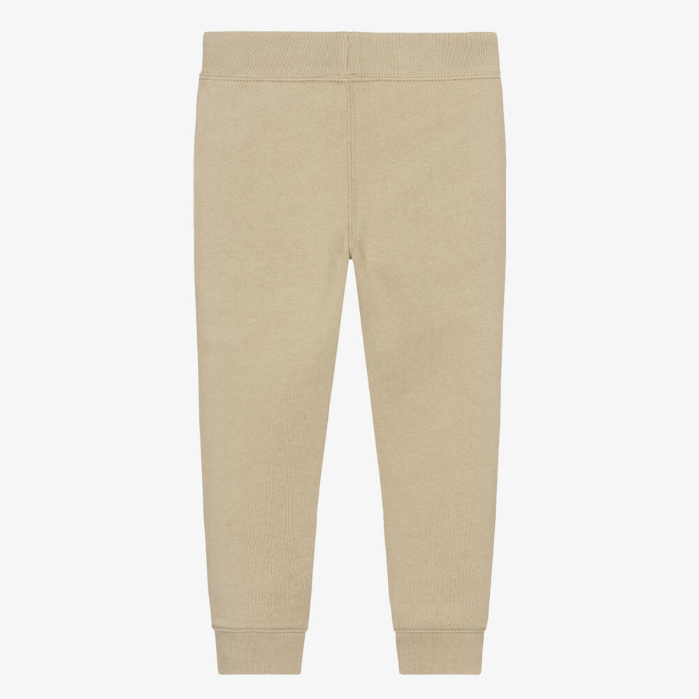 Ralph Lauren-Boys Beige Cotton Joggers with Embroidered Pony Logo | Childrensalon