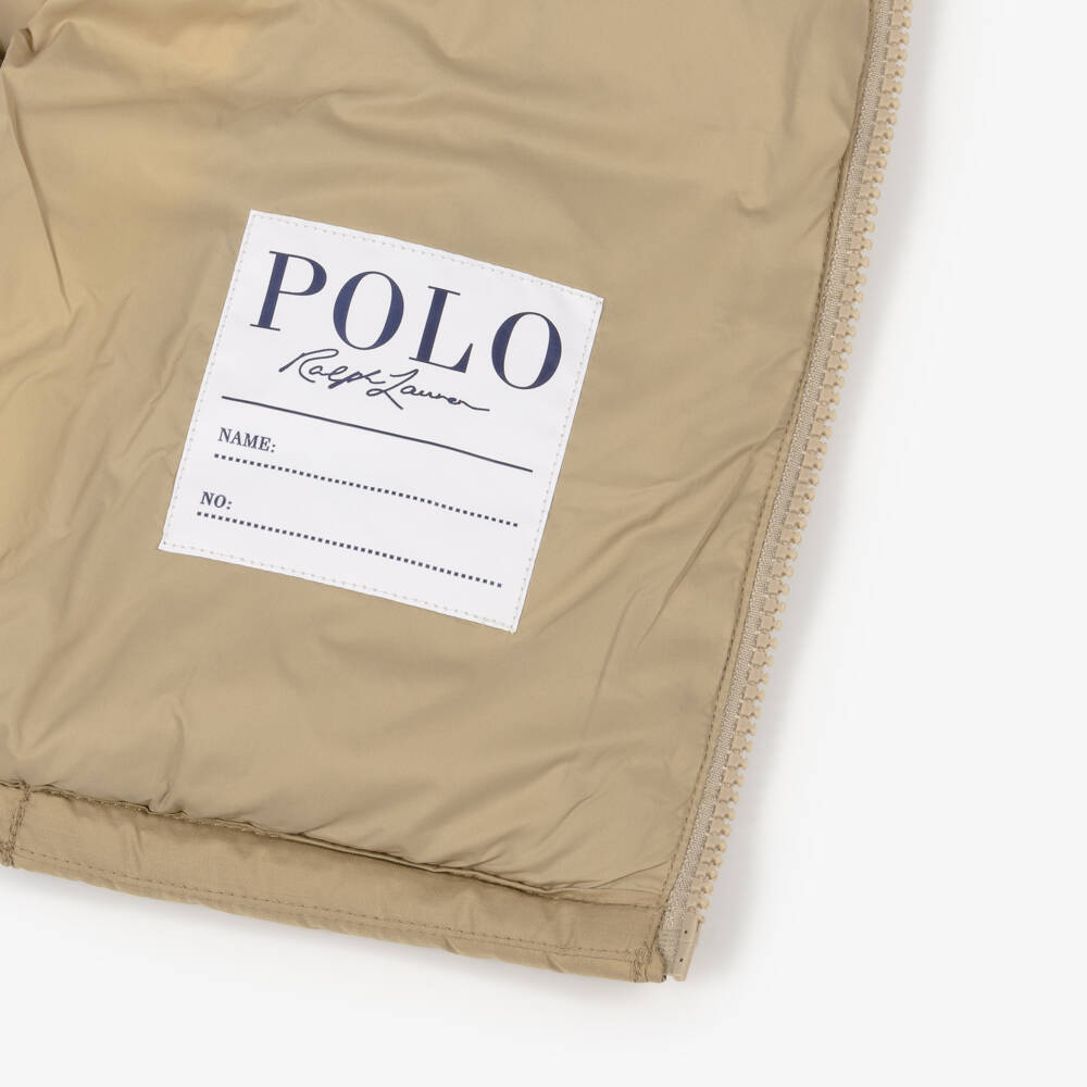 Ralph Lauren-Boys Beige Down Padded Puffer Gilet | Childrensalon