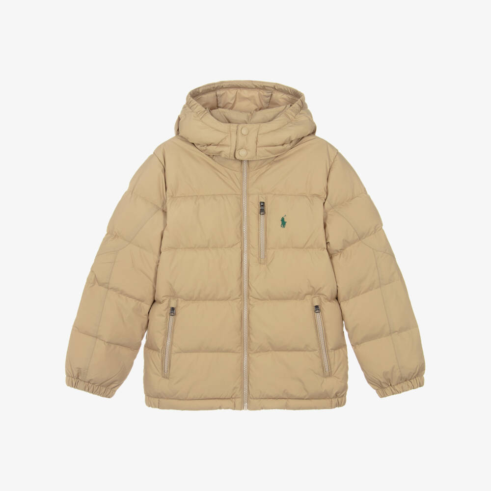 Ralph Lauren-Boys Beige Down Padded Puffer Jacket | Childrensalon