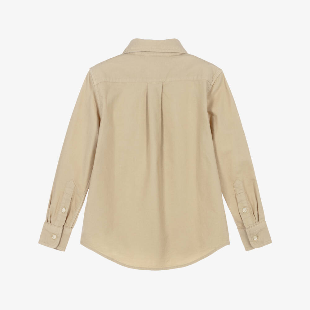 Ralph Lauren-Boys Beige Oxford Cotton Shirt | Childrensalon