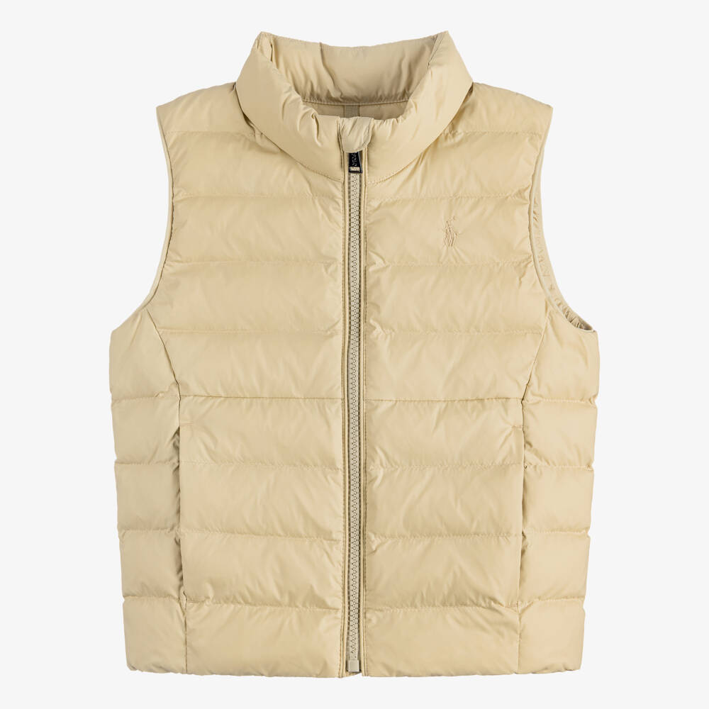 Ralph Lauren-Boys Beige Packable Puffer Gilet | Childrensalon