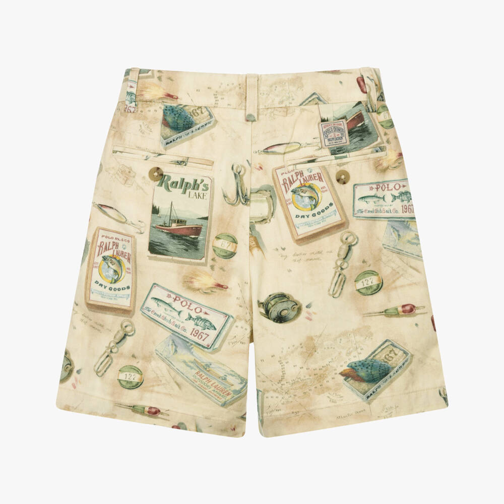 Ralph Lauren-شورت بطبعة صيد فينتاج لون بيج للأولاد | Childrensalon