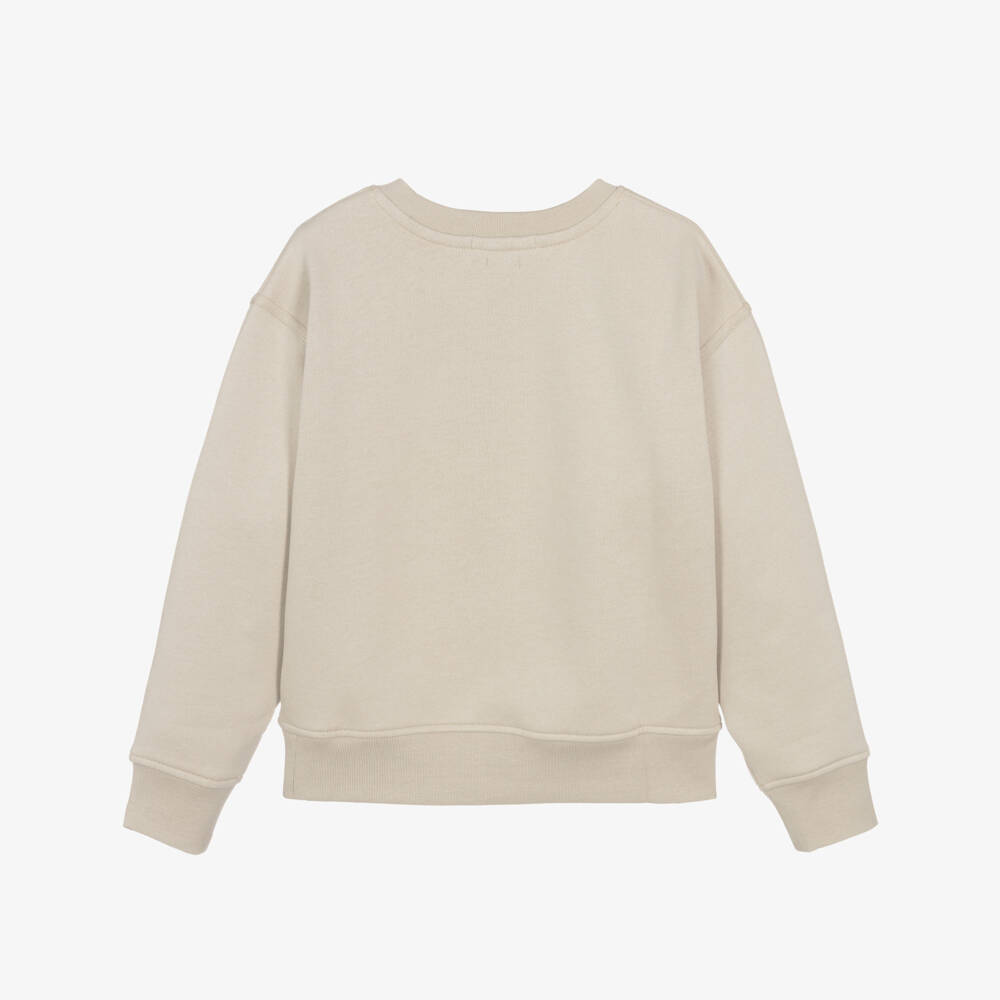 Ralph Lauren-Бежевый свитшот с вышитым логотипом в тон для мальчиков | Childrensalon