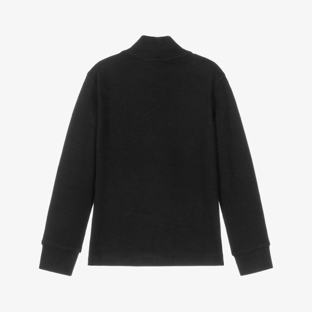 Ralph Lauren-Boys Black 1/4 Zip Cotton Sweatshirt | Childrensalon