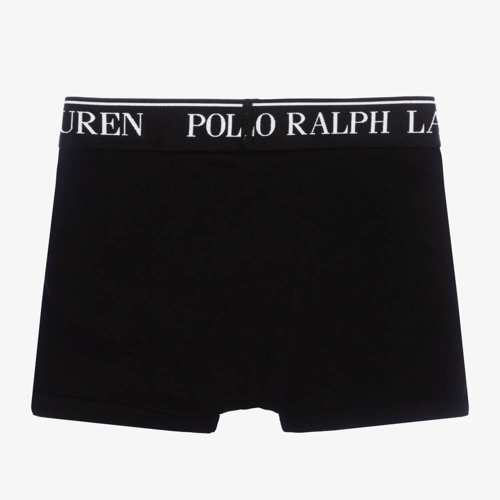 Ralph Lauren-Boys Black Cotton Boxer Shorts (2 Pack) | Childrensalon