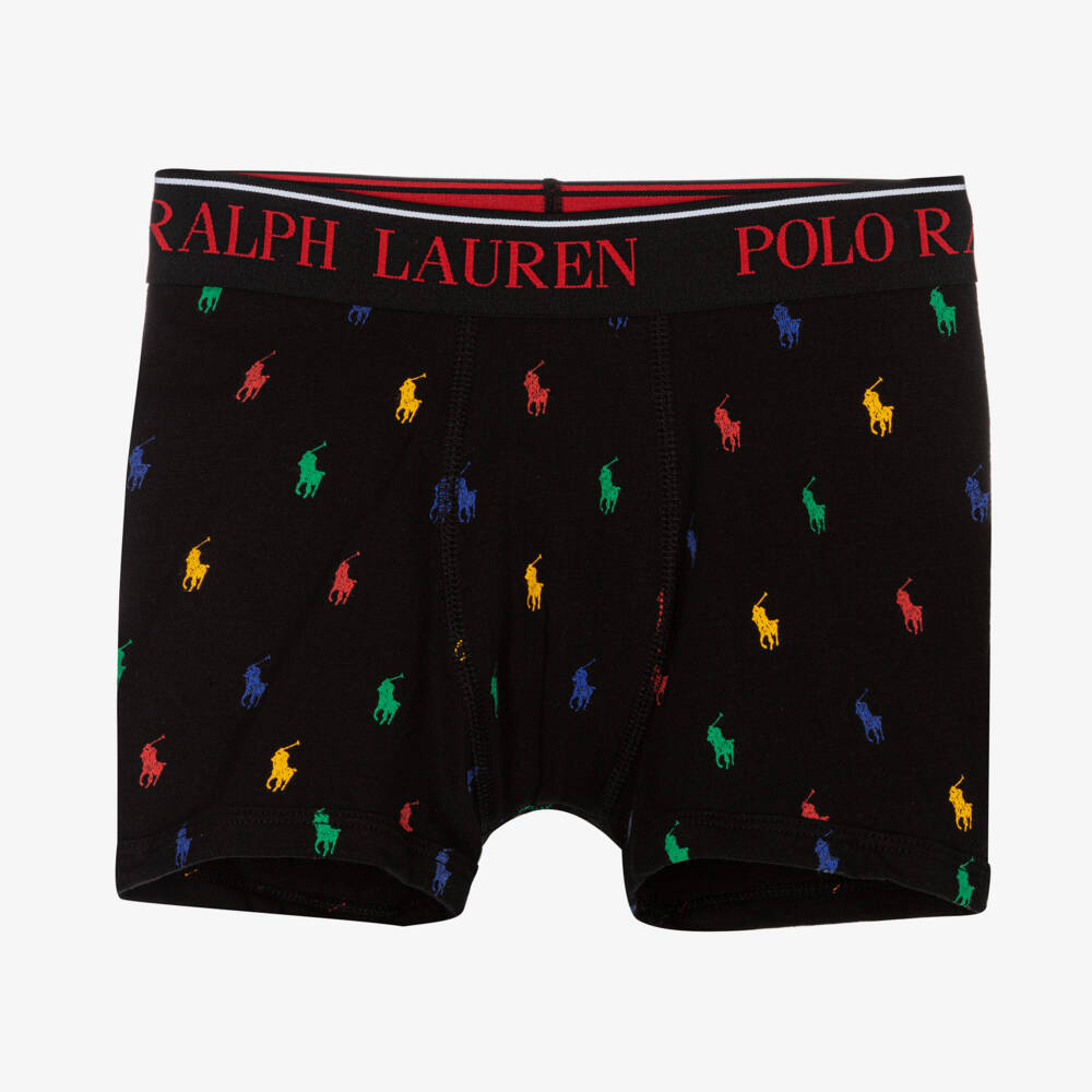 Ralph Lauren-Boys Black Cotton Boxer Shorts (3 Pack) | Childrensalon