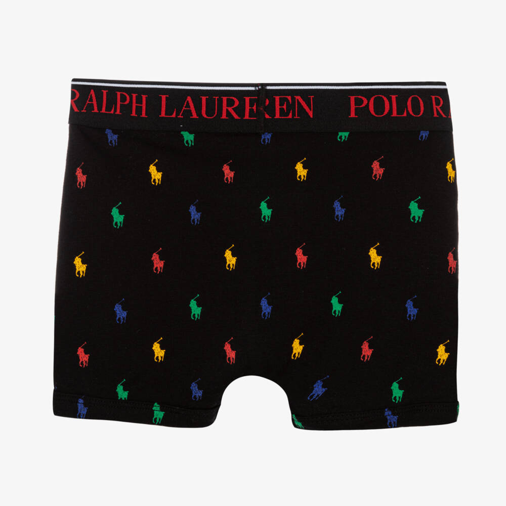 Ralph Lauren-Boys Black Cotton Boxer Shorts (3 Pack) | Childrensalon