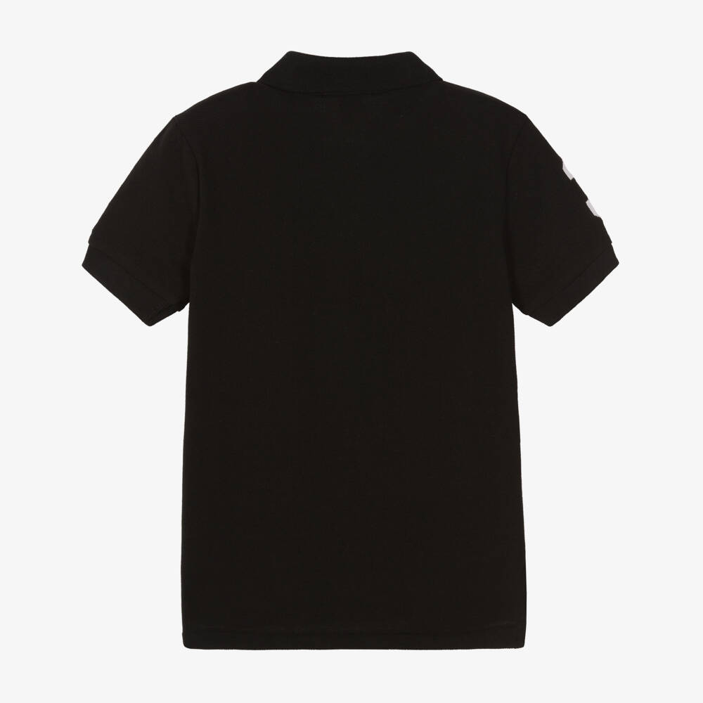 Ralph Lauren-Boys Black Cotton Piqué Polo Shirt with Big Pony Logo | Childrensalon