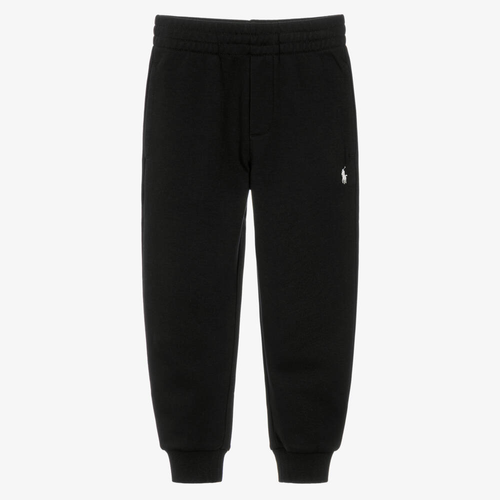 Ralph Lauren-Boys Black Cuffed Joggers with Pony Logo | Childrensalon