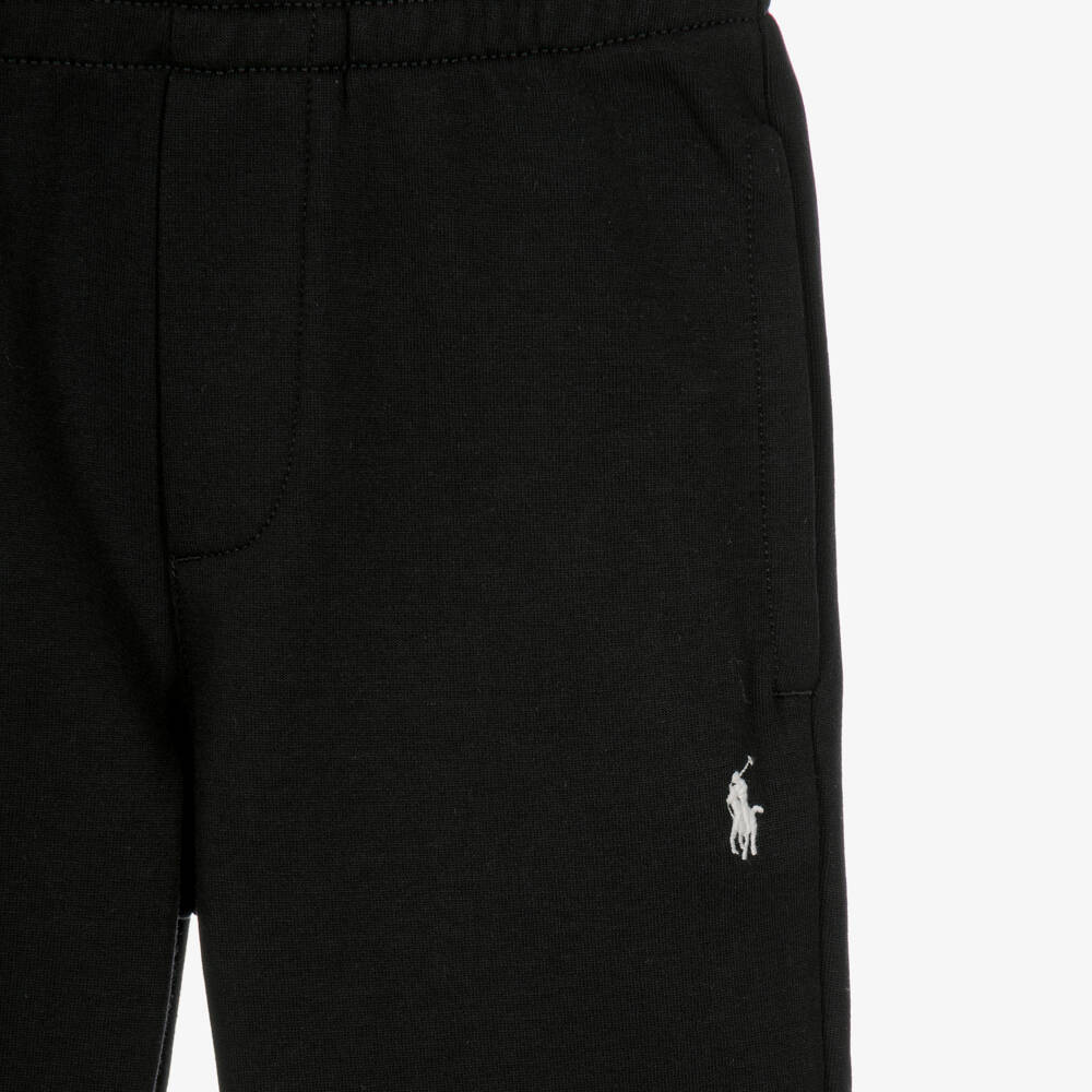 Ralph Lauren-Boys Black Cuffed Joggers with Pony Logo | Childrensalon