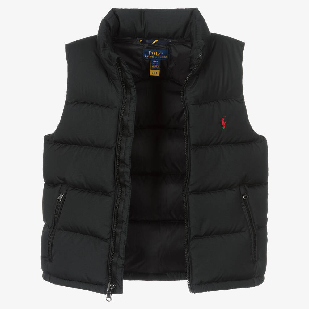 Ralph Lauren-Boys Black Down Padded Puffer Gilet | Childrensalon