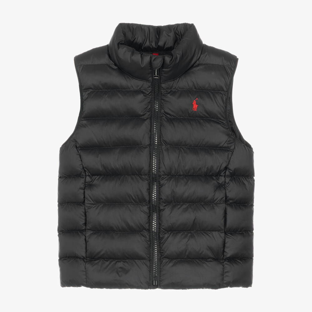 Ralph Lauren-Boys Black Packable Puffer Gilet | Childrensalon