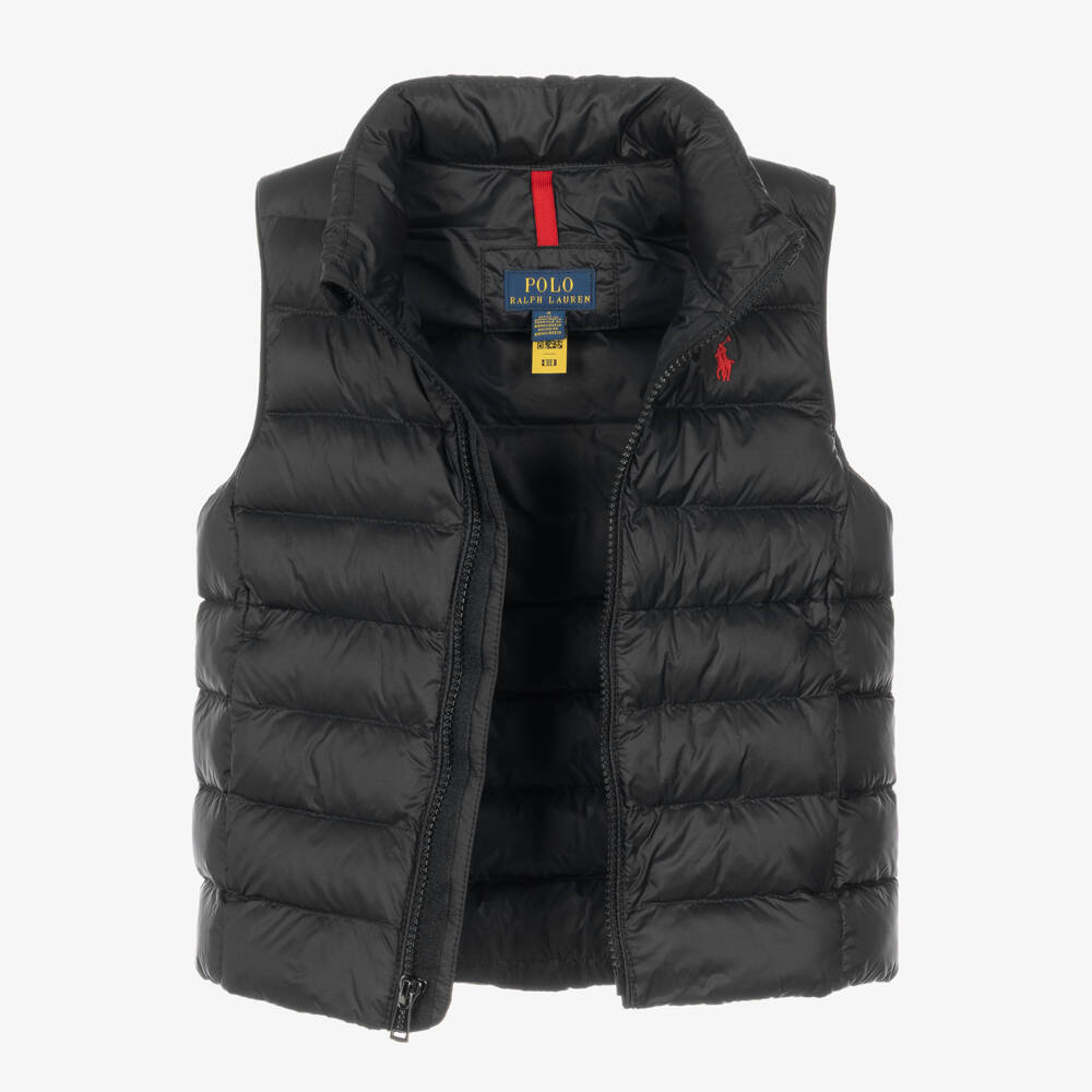 Ralph Lauren-Boys Black Packable Puffer Gilet | Childrensalon