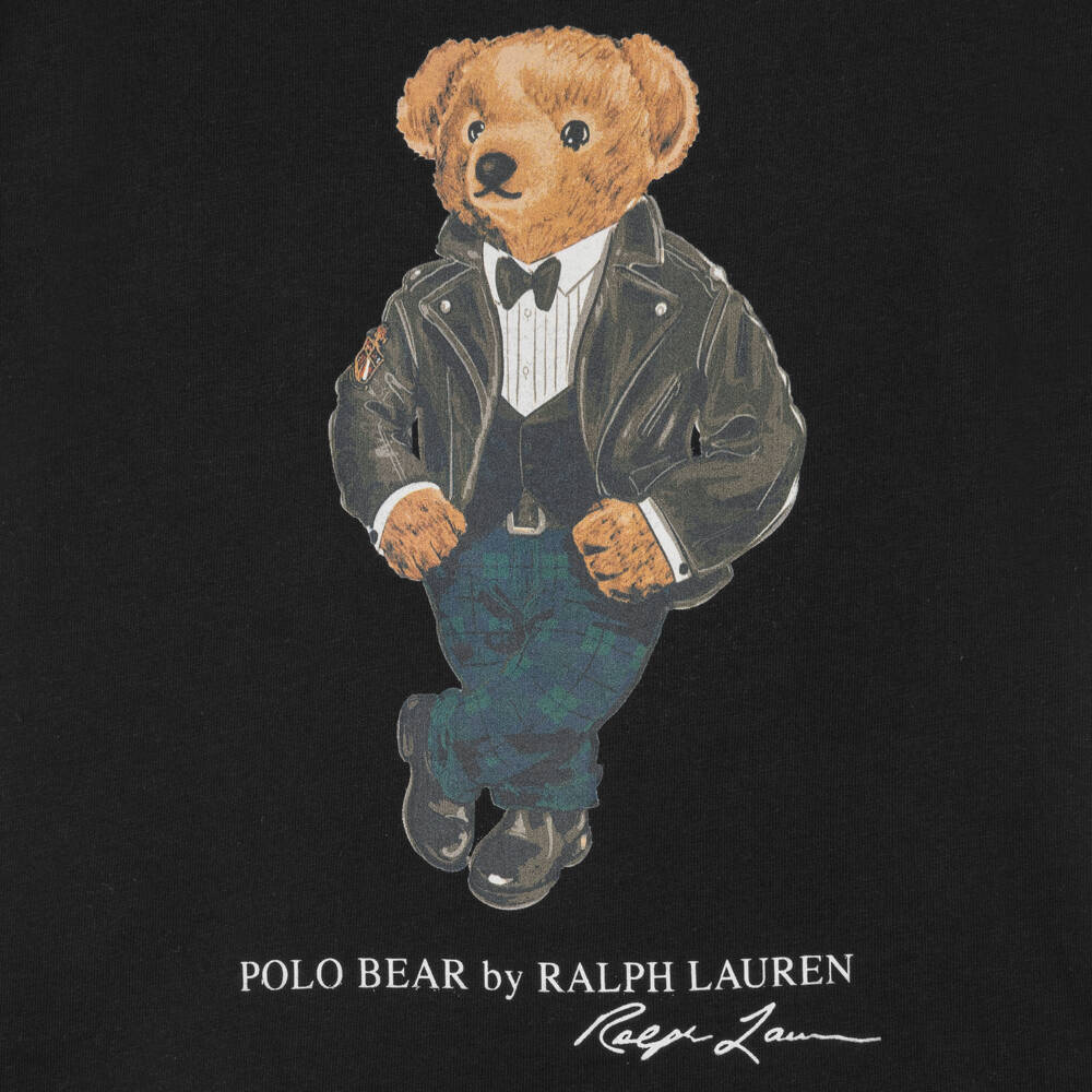 Ralph Lauren-Boys Black Polo Bear T-Shirt in Cotton Jersey | Childrensalon