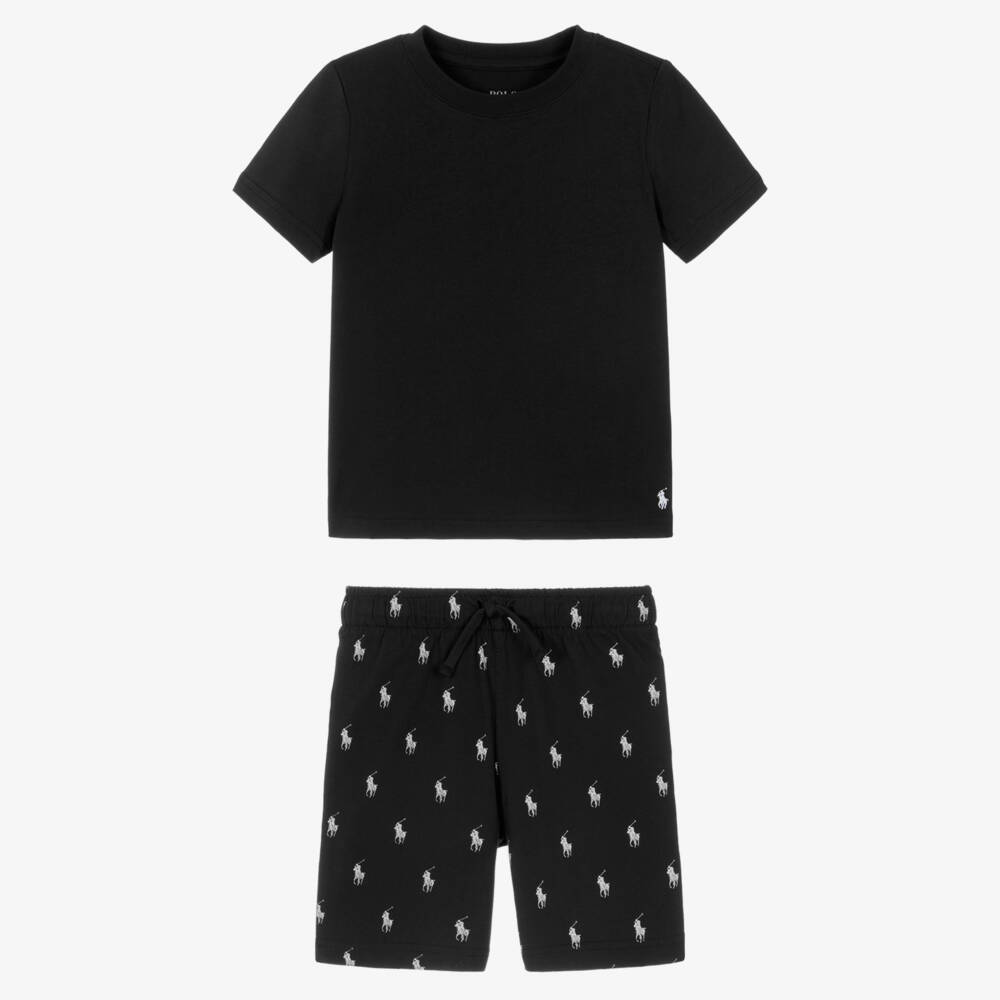 Ralph Lauren-بيجاما بشعار الحصان قطن لون أسود | Childrensalon