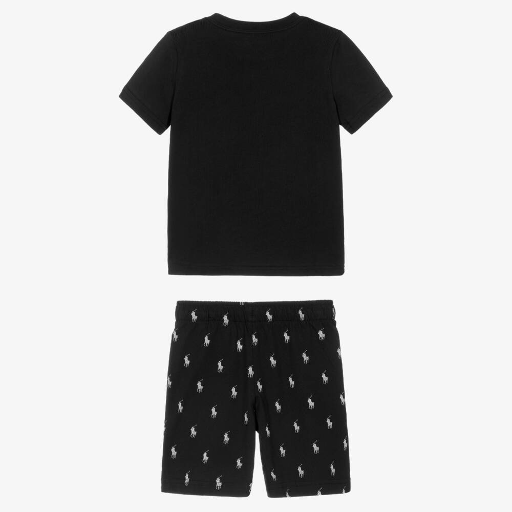 Ralph Lauren-بيجاما بشعار الحصان قطن لون أسود | Childrensalon