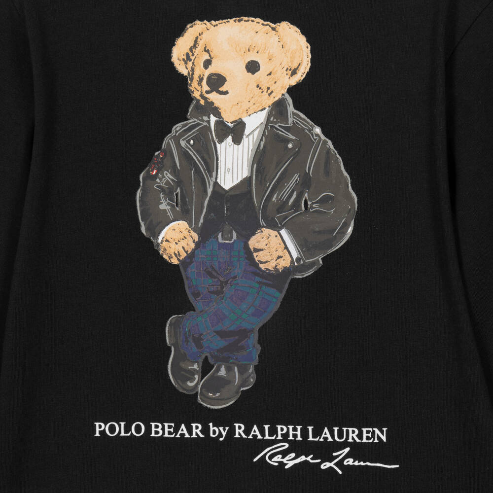 Ralph Lauren-Boys Black Top with Polo Bear Print | Childrensalon