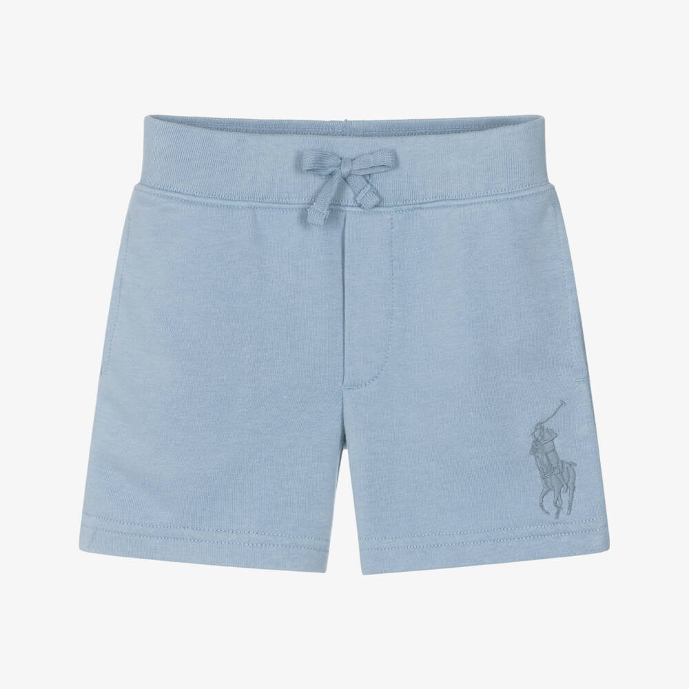 Ralph Lauren-Boys Blue Big Pony Cotton Jersey Shorts | Childrensalon
