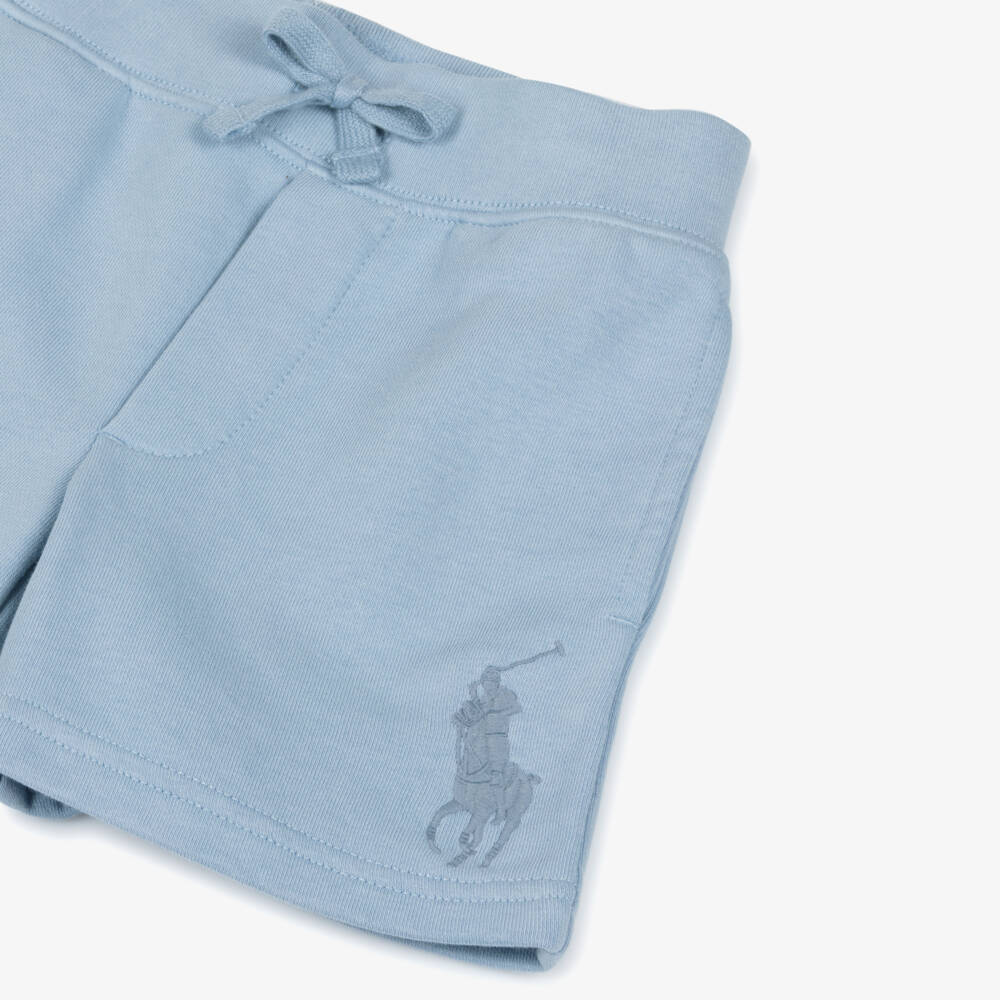 Ralph Lauren-Boys Blue Big Pony Cotton Jersey Shorts | Childrensalon