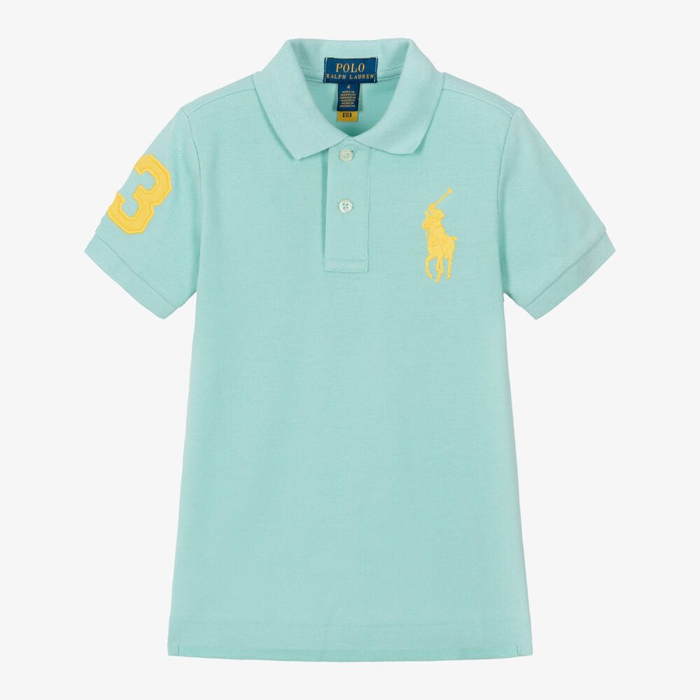 Ralph Lauren-Boys Blue Big Pony Cotton Piqué Polo Shirt | Childrensalon