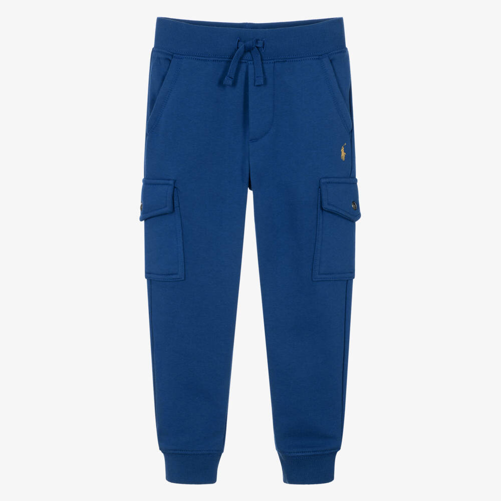 Ralph Lauren-Boys Blue Cargo Pocket Joggers | Childrensalon