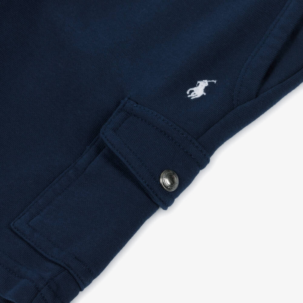 Ralph Lauren-Boys Blue Cotton Cargo Shorts | Childrensalon