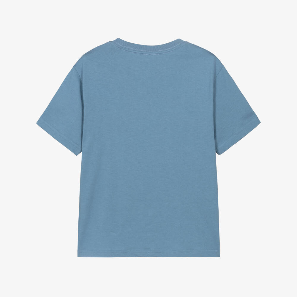 Ralph Lauren-Boys Blue Cotton Jersey T-Shirt with Seaside Polo Bear Print | Childrensalon