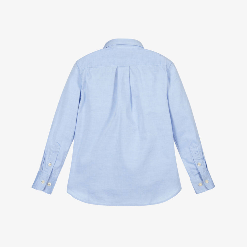 Polo Ralph Lauren-Boys Blue Cotton Logo Shirt | Childrensalon