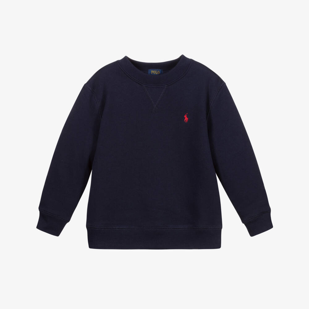 Polo Ralph Lauren-سويتشيرت قطن جيرسي لون كحلي للأولاد | Childrensalon