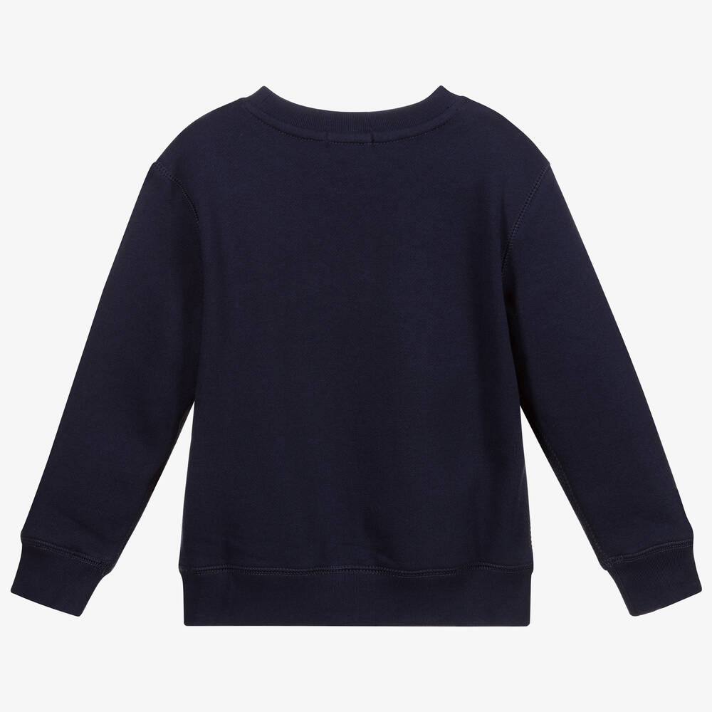 Polo Ralph Lauren-Boys Blue Cotton Logo Sweatshirt | Childrensalon