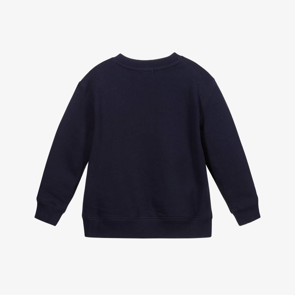 Polo Ralph Lauren-Boys Blue Cotton Logo Sweatshirt | Childrensalon