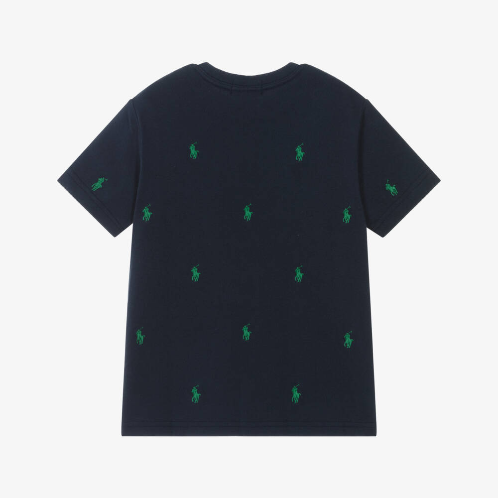 Ralph Lauren-تيشيرت قطن بيكيه لون أزرق للأولاد  | Childrensalon