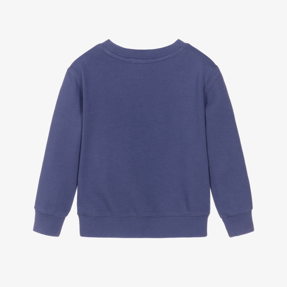 Ralph Lauren-Boys Blue Cotton Polo Logo Sweatshirt | Childrensalon
