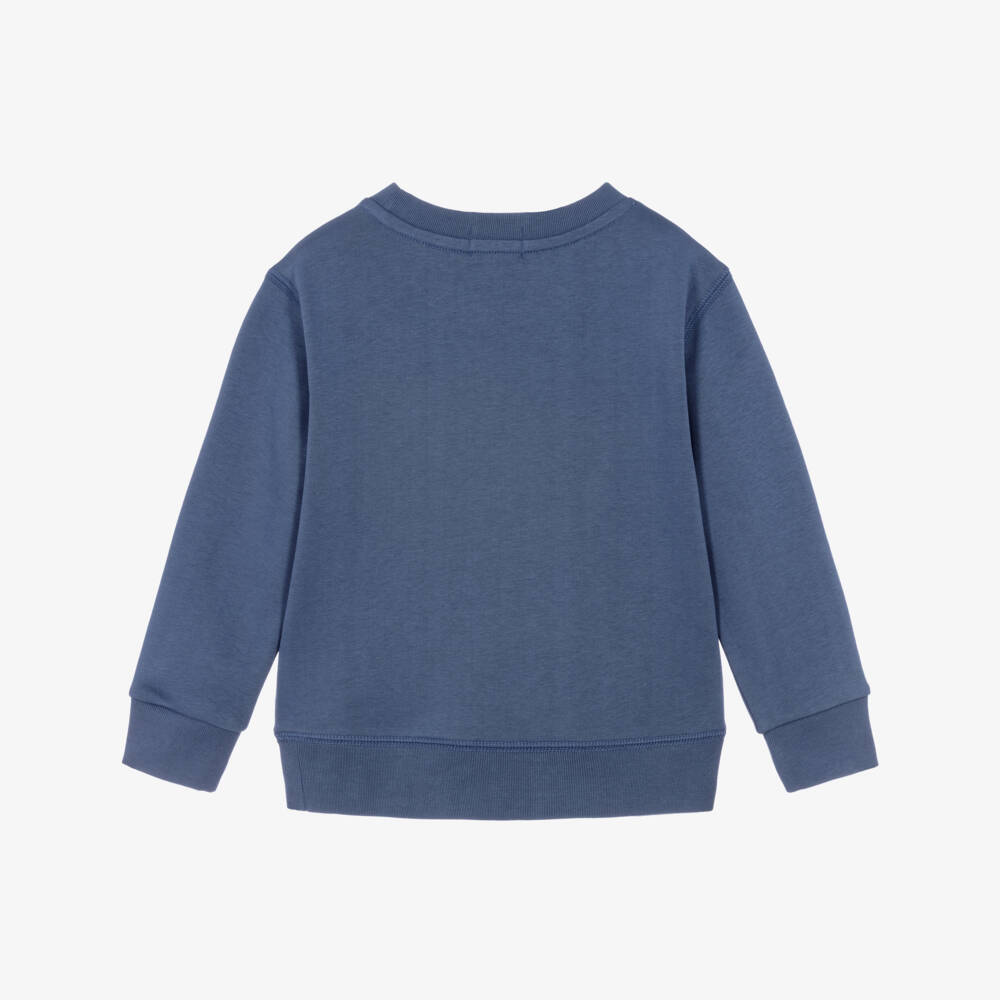 Ralph Lauren-Boys Blue Cotton Pony Logo Sweatshirt | Childrensalon